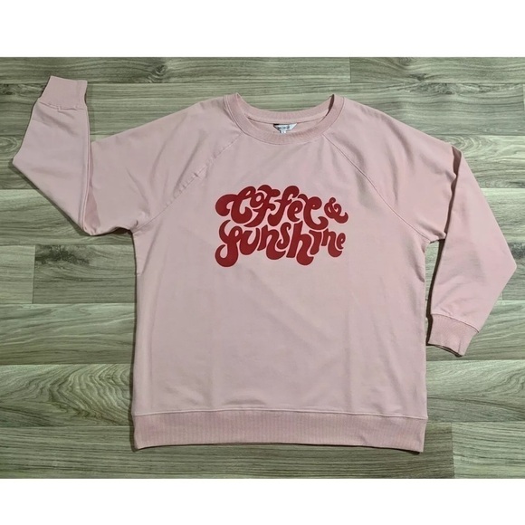 WILDFOX flocked velvet Coffee & Sunshine oversized statement sweatshirt size S - Picture 7 of 8